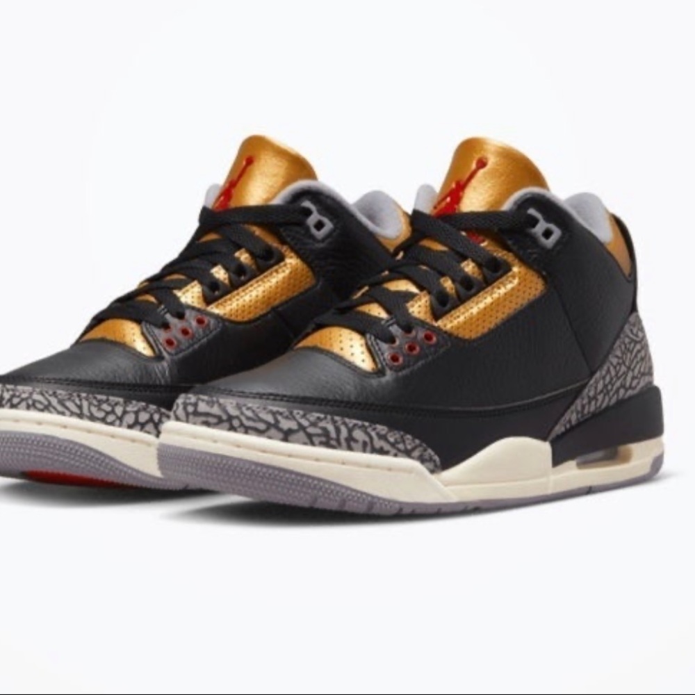 Women’s Air Jordan 3 Retro Black/Fire Red-Metallic Gold size 6 youth 4.5